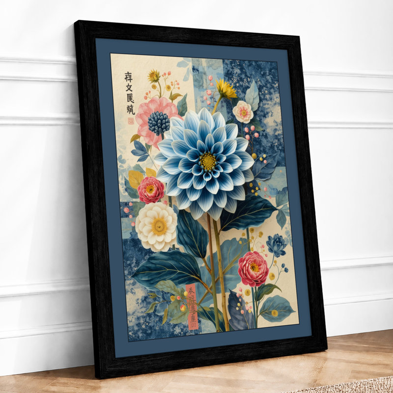 Dahlia Dreams Botanical - Framed Print, Black, A4 - 29.7 x 21.0 cm