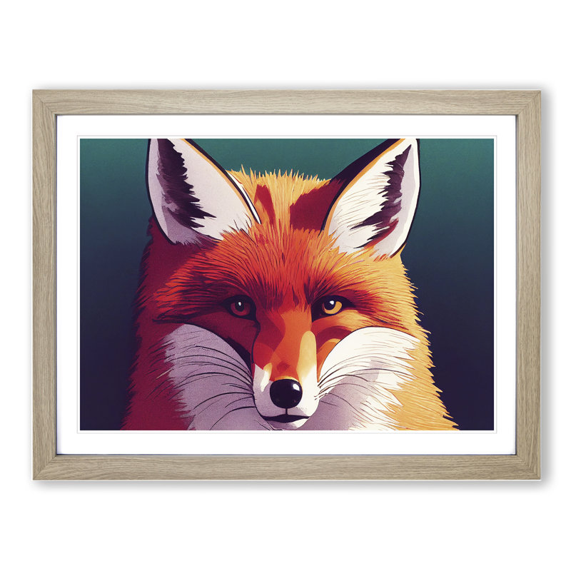 A Lush Fox - Framed Print, 46cm H x 64cm W x 2cm D, Oak