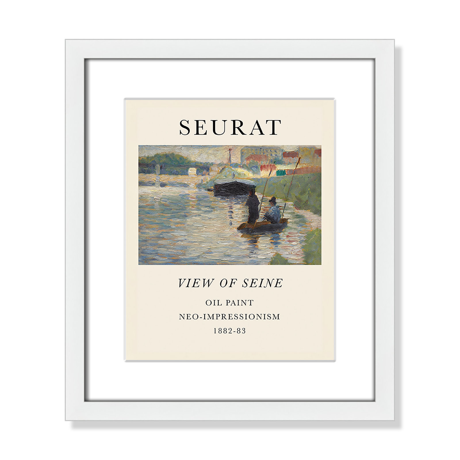 View Of Seine by Georges Seurat, Yes, 15" H x 13" W x 1.25" D, White Single Picture Frame