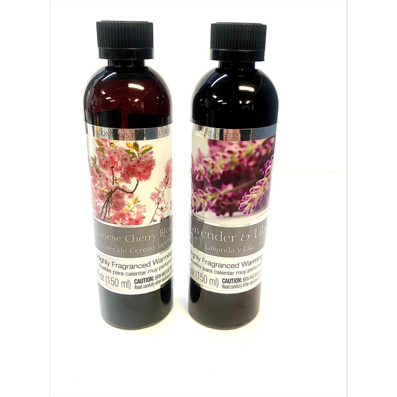 Ensemble de 2 huiles chauffantes parfumées Hosley 5 oz chacune - lavande, lilas et cerisier japonais. Idéal pour le spa