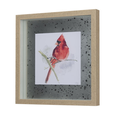 Cardinal a Hand Embelished Textured Framed Art Print Matted under Glass