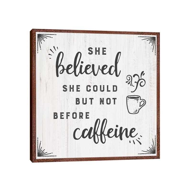 Caffiene - Print on Canvas, 93.98cm H x 93.98cm W x 3.81cm D, Classic Brown Wood Framed