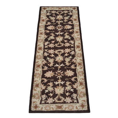 Beachampton Hand Tufted Wool Eco-Friendly Area Rugs - Runner, Brown Beige Color, Oriental Design, High Pile Thick Handmade Anti Skid Area Rugs for Living Room, Bed Room