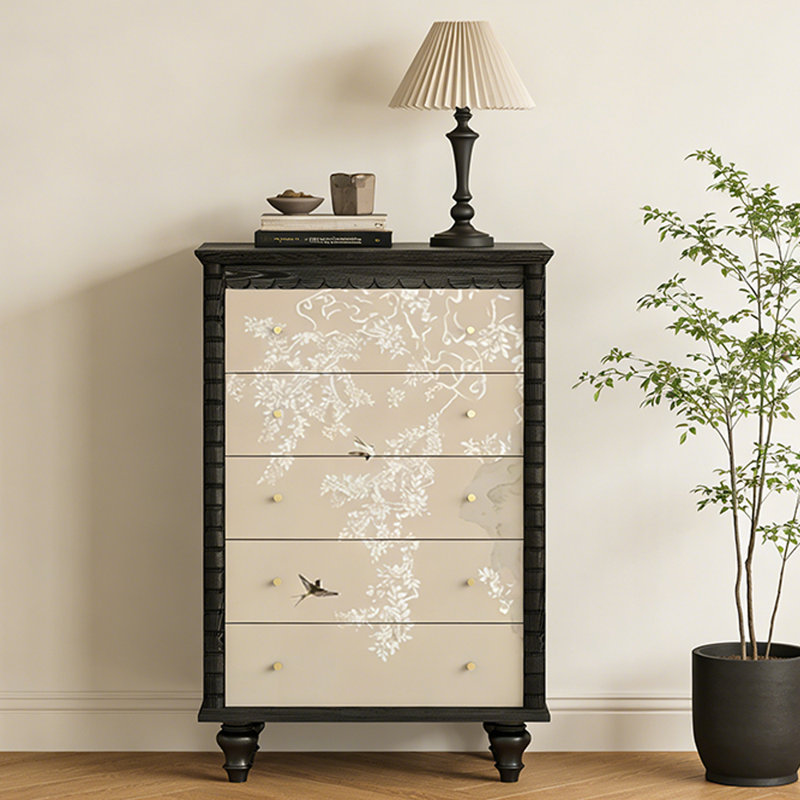 Commode d'entrée Mid-Century en bois massif, Noir