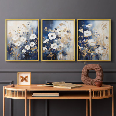 Étude florale, série CI, ensemble de 3 estampes numériques, prêt à accrocher