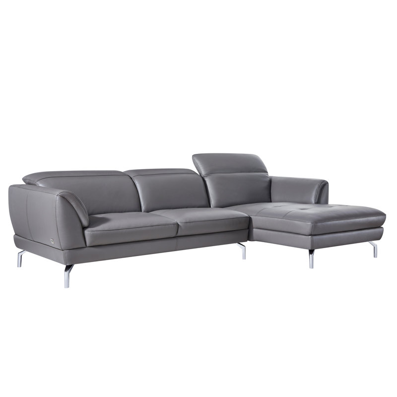 Brinn Upholstered Sectional, Right Hand Facing, Gray Leather Match