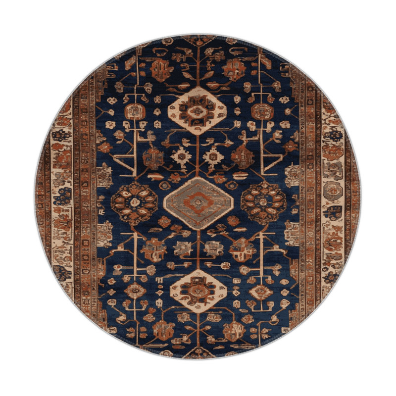 Turkish Brown Indoor and Outdoor Area Rug, Round 5'
