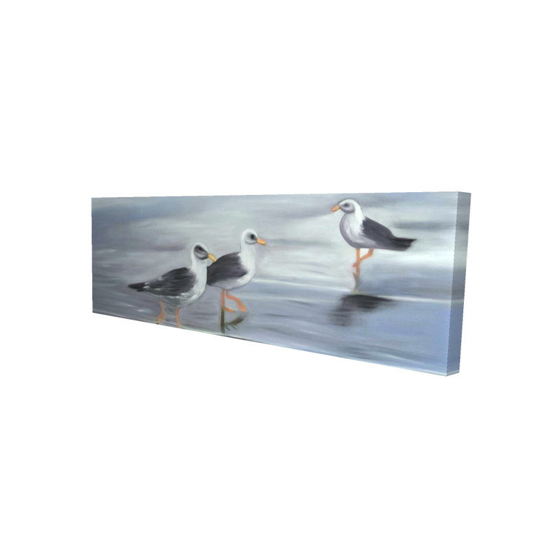 «Three Gulls», art mural bleu, décoration de salon