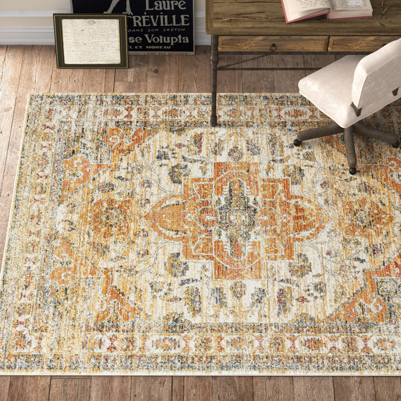 Aveen Kathryn Oriental Beige Area Rug, Rectangle 3'11" x 5'6"