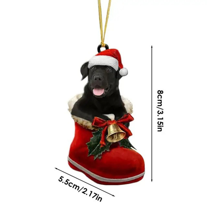 Mignon chien, arbre de Noël suspendu, décoration de Noël en acrylique
