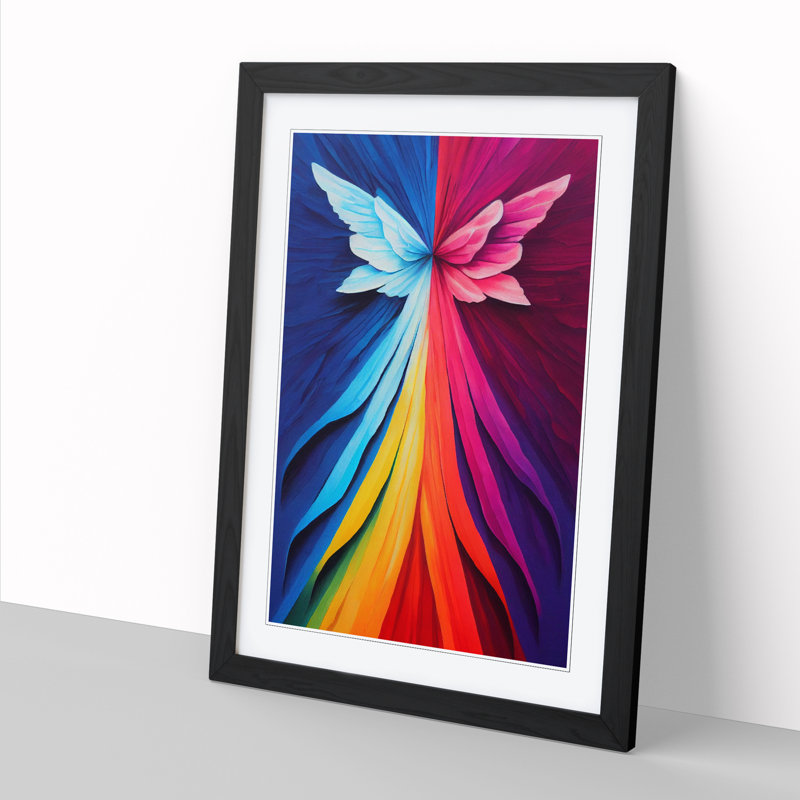 FRM-V0523-77X Angel Crayon - Single Picture Frame Print, Black Framed, 64cm H x 46cm W x 2cm D