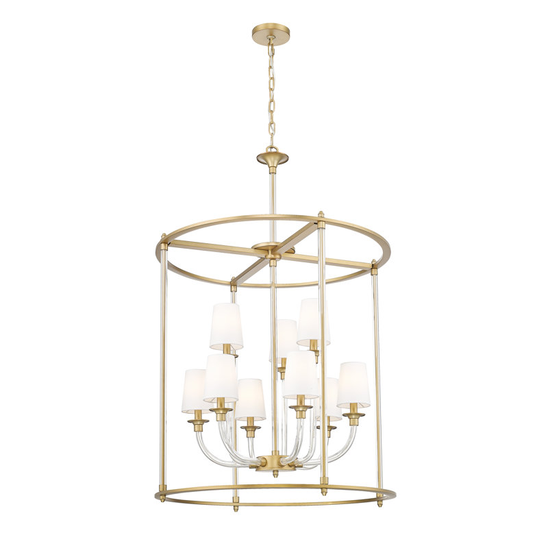 Lustre 9 lumières en laiton frotté Ain, Laiton
