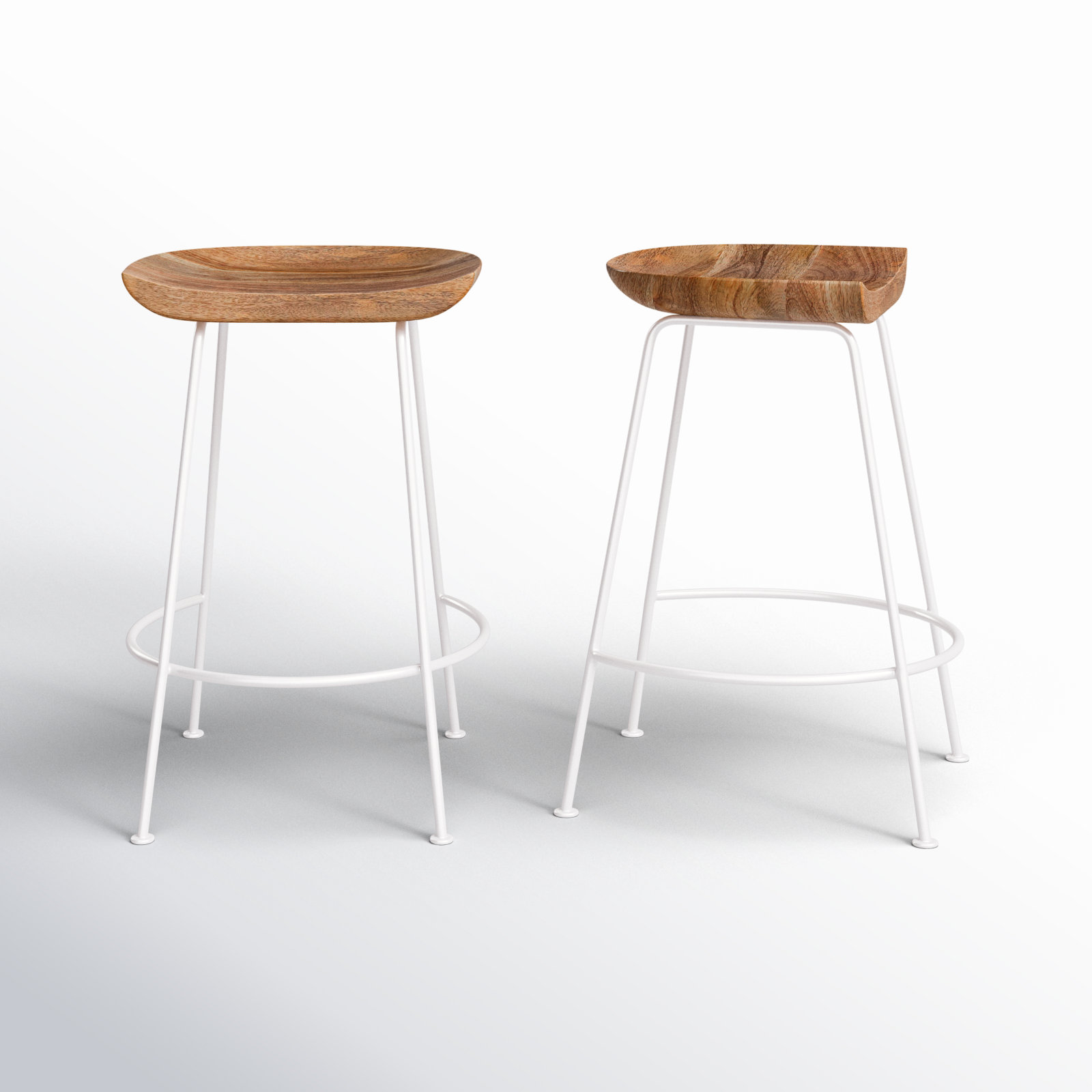 Samanthia Solid Wood Bar and Counter Stool, Counter Stool (24.5" Seat Height), Natural/White