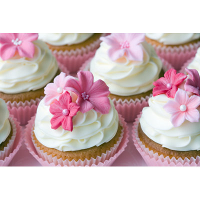 Flowery Cupcakes - Wrapped Canvas Print