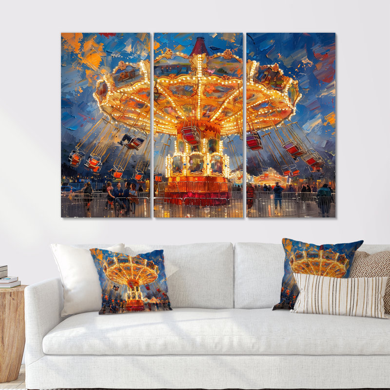 «Amusement Parks Carrousel Carnival Colors» - ensemble d'impressions d'art mural parcs d'attractions, Métal métal