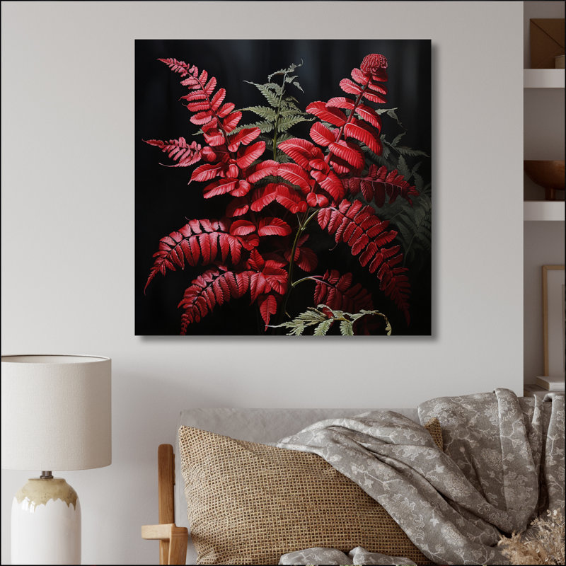 Ferns Ruby Essence III - Floral Canvas Prints, Toile tendue, H 16 po x l 16 po x P 1 po