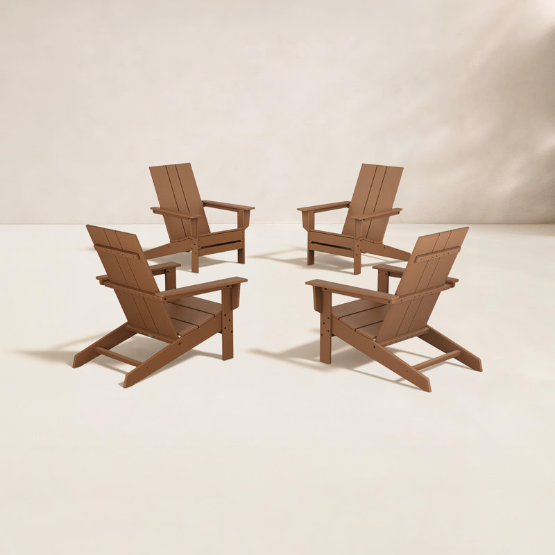 POLYWOOD x ALLModern Plastic Adirondack Chairs, Teak