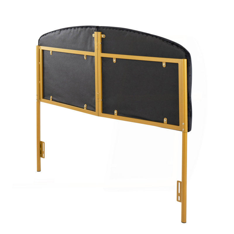 Grande tête de lit Lindsey Contemporary / Glam en acier doré et velours noir par LumiSource, Noir, noir, noir, noir