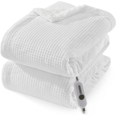 Heated Electric Throw Blanket, Waffle Flannel with 4 Heat Levels & Auto Shut-Off, Machine Washable