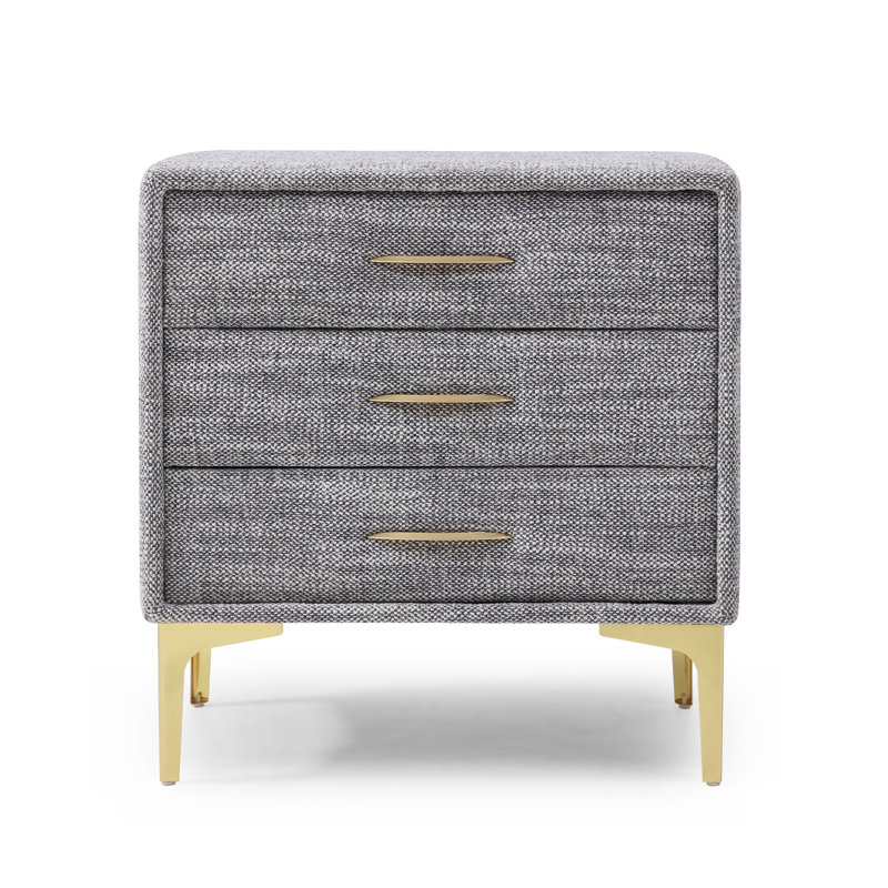 Table de chevet élégante rembourrée entièrement assemblée, Gris texturé