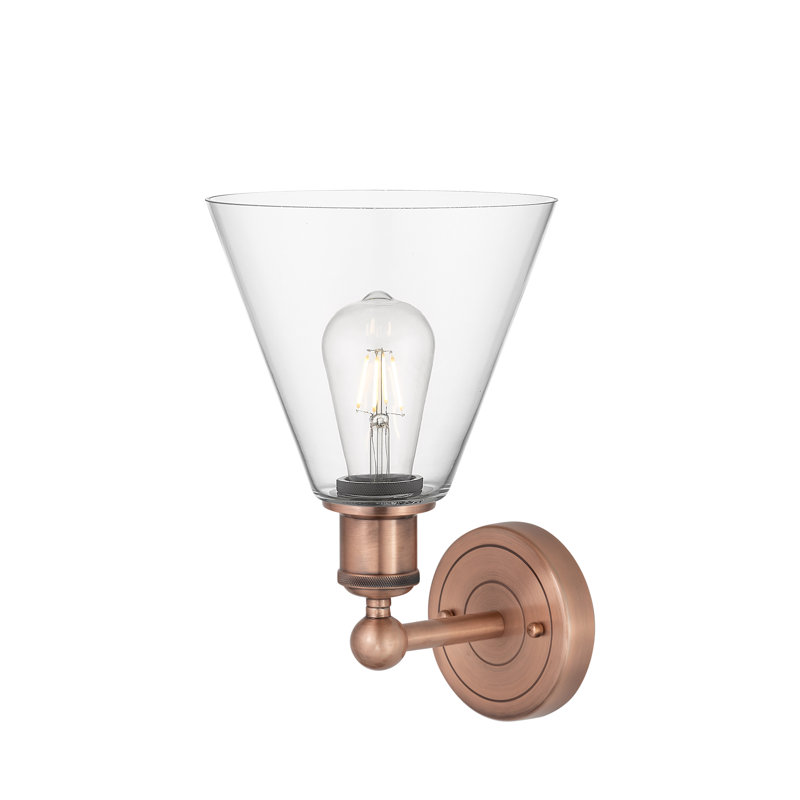 Beva Steel Armed Sconce, Clear, Antique Copper