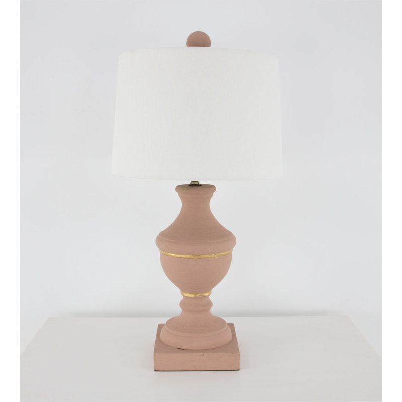 Porter Table Lamp, Soft Pink/Gold Leaf, White