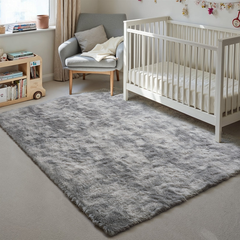 Tapis à poil long Tie Dye, Rectangle 4pi x 6 pi, Gris