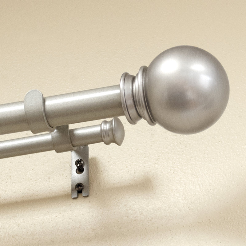 Tringle à rideaux double réglable 42 "à 120" Havsa, Nickel brossé