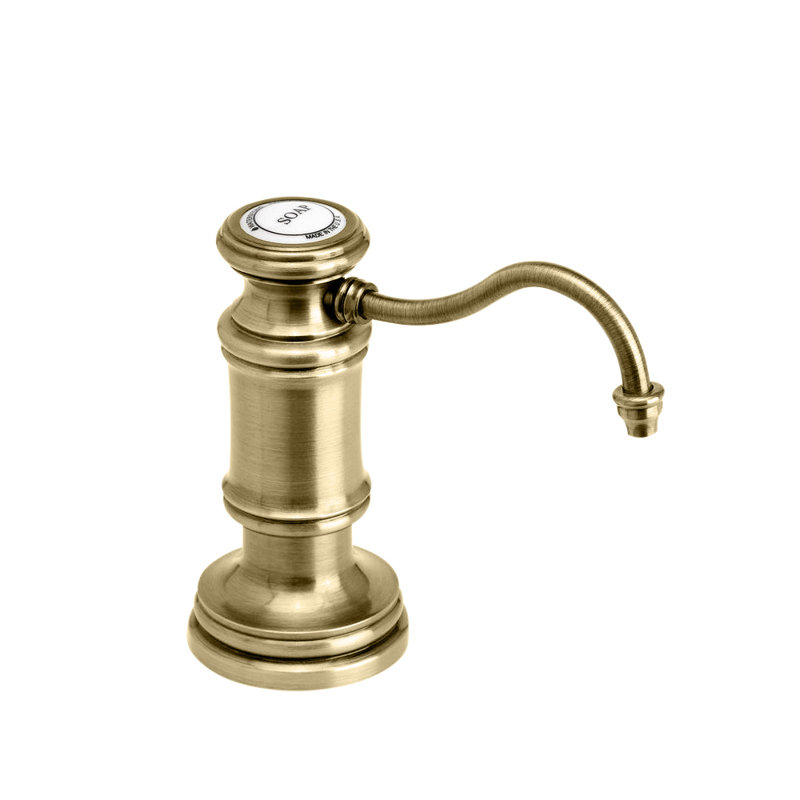 Traditional Soap/Lotion Dispenser - Hook Spout, Antique Brass