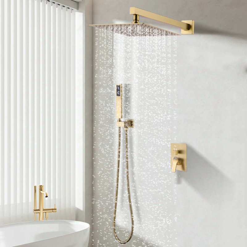 Système de douche 12 "en nickel brossé, système de pomme de douche murale à pluie