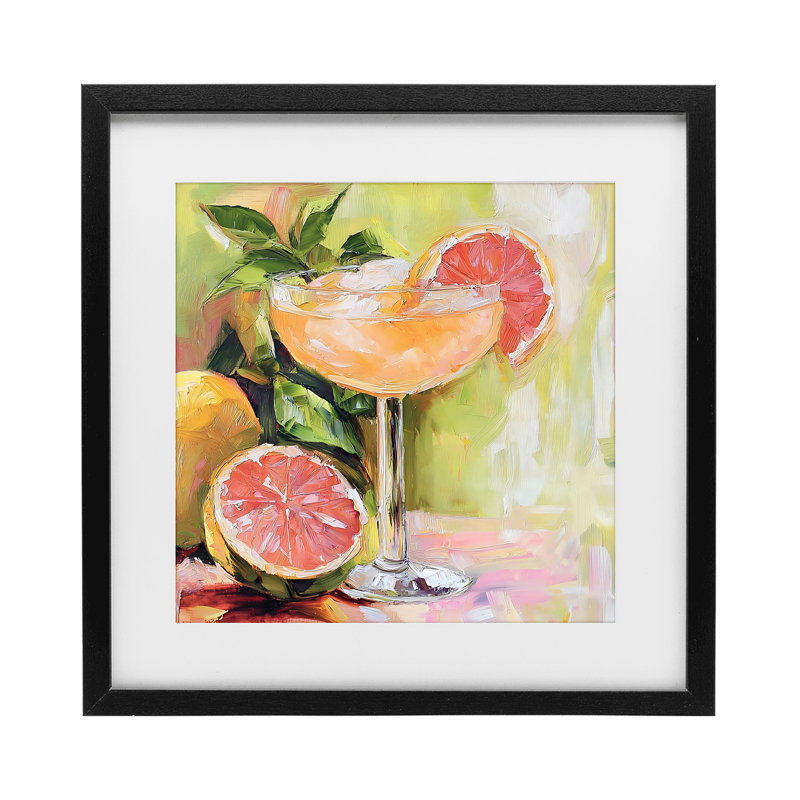 «Grapefruit Summer Cocktail», reproduction encadrée sous verre, conception de Riley B, 16 x 16