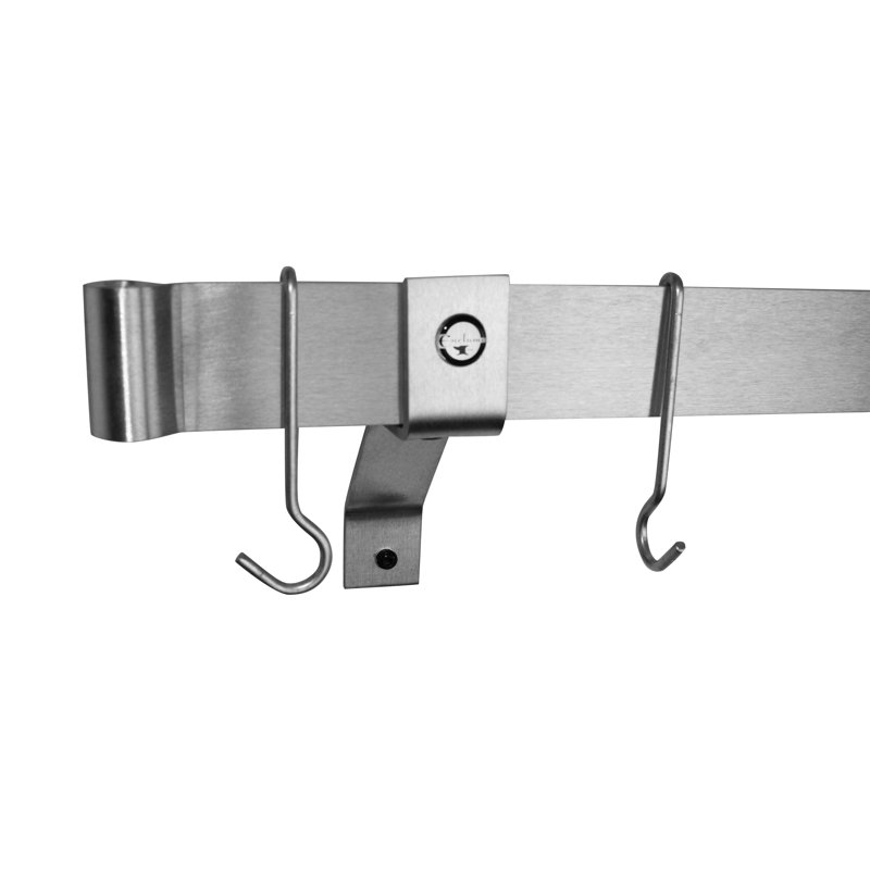 Premier Handcrafted Wall Mounted Pot Rack, 2" H x 36" W x 25" D, Stainless Steel