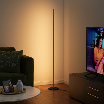 57.5" Led Dimmable Corner Floor Lamp With Remote Control