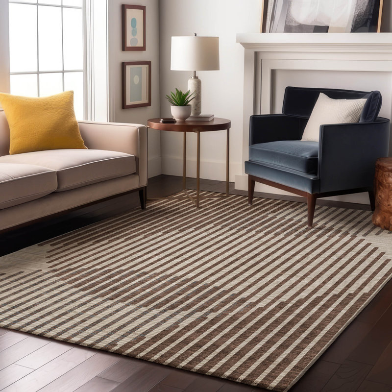 Premium Machine Washable Corum AMF1001 Circles Rug, Rectangle 10' x 14'