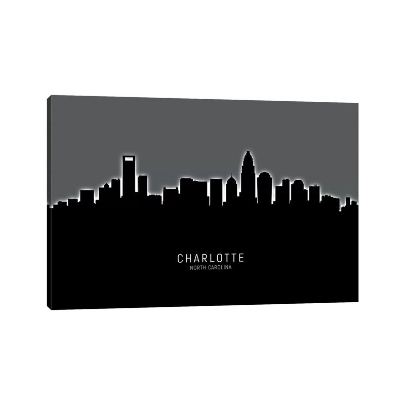 Charlotte North Carolina Skyline by Michael Tompsett - Wrapped Canvas Print, 20.32 cm H x 30.48 cm W