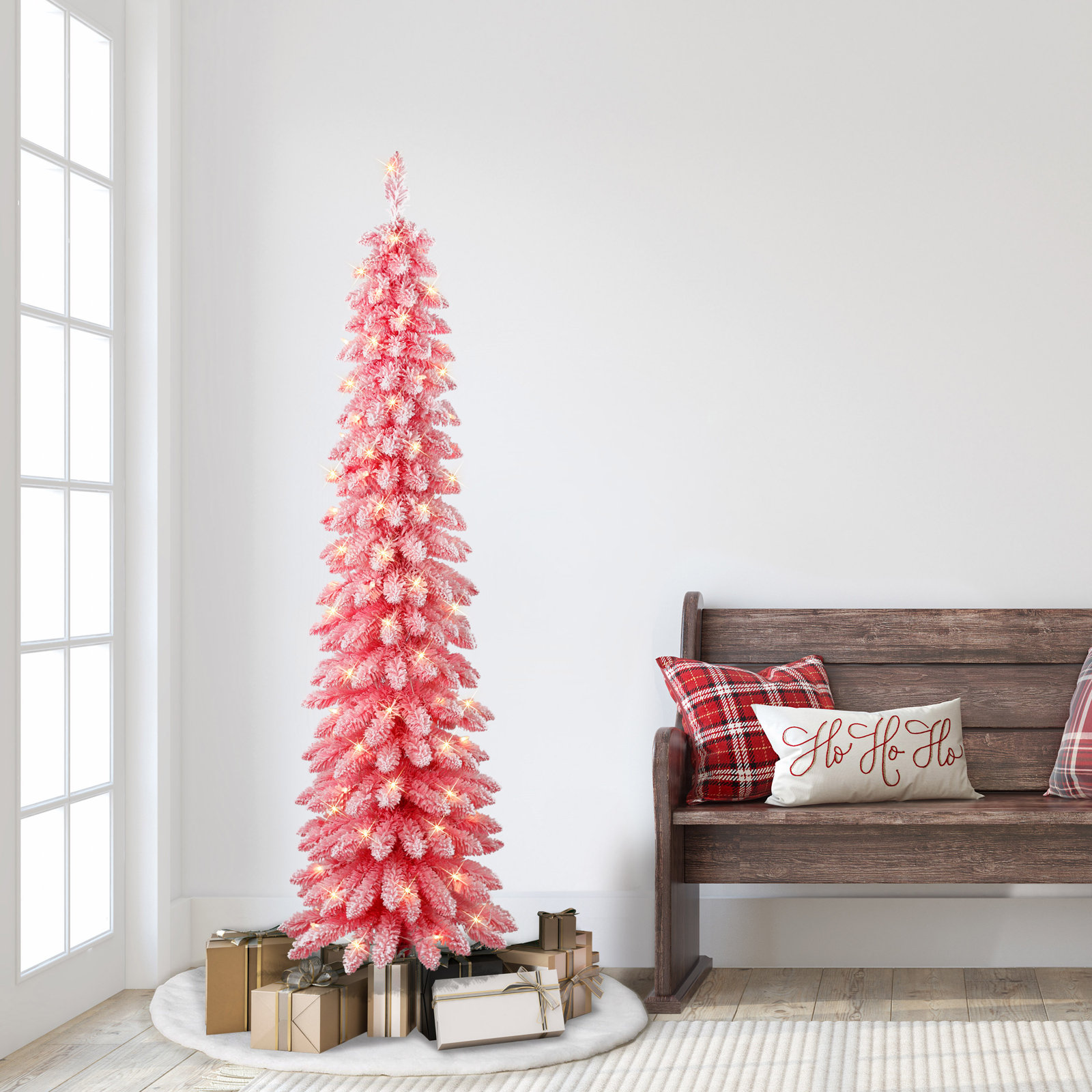 Gwendia Lighted Artificial Pine Christmas Tree, 6'