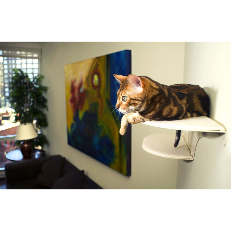 Clouds Cat Shelves - Steel Cat Wall Furniture Holds 70 Lbs, Replaceable Magnetic Padding, Right Facing, Off-White
