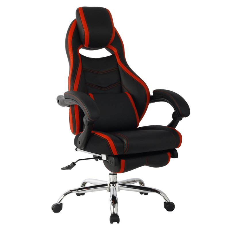 Brayden Studio® Boerger Adjustable Faux Leather Swiveling PC & Racing Game Chair with Footrest