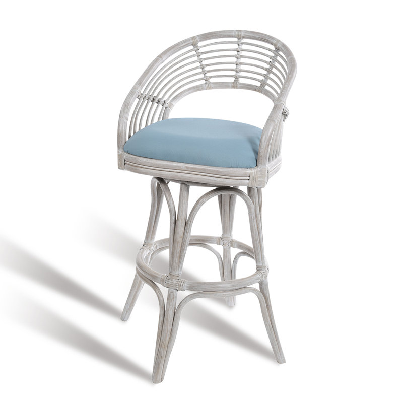 Danetra Swivel Stool, Light Blue/White Gray Frame, Counter Stool (27" Seat Height)