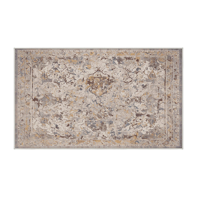 Tapis beige soyeux et moelleux, Rectangle de 5 pi x 8 pi