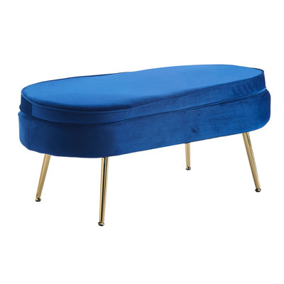Hiren 99cm Wide Velvet Oval Footstool Ottoman