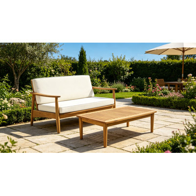 Ensemble de conversation pour causeuse et table basse d'extérieur en bois d'acacia
