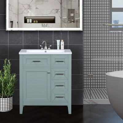 Meuble-lavabo simple 30 po avec plateau en céramique Sidman