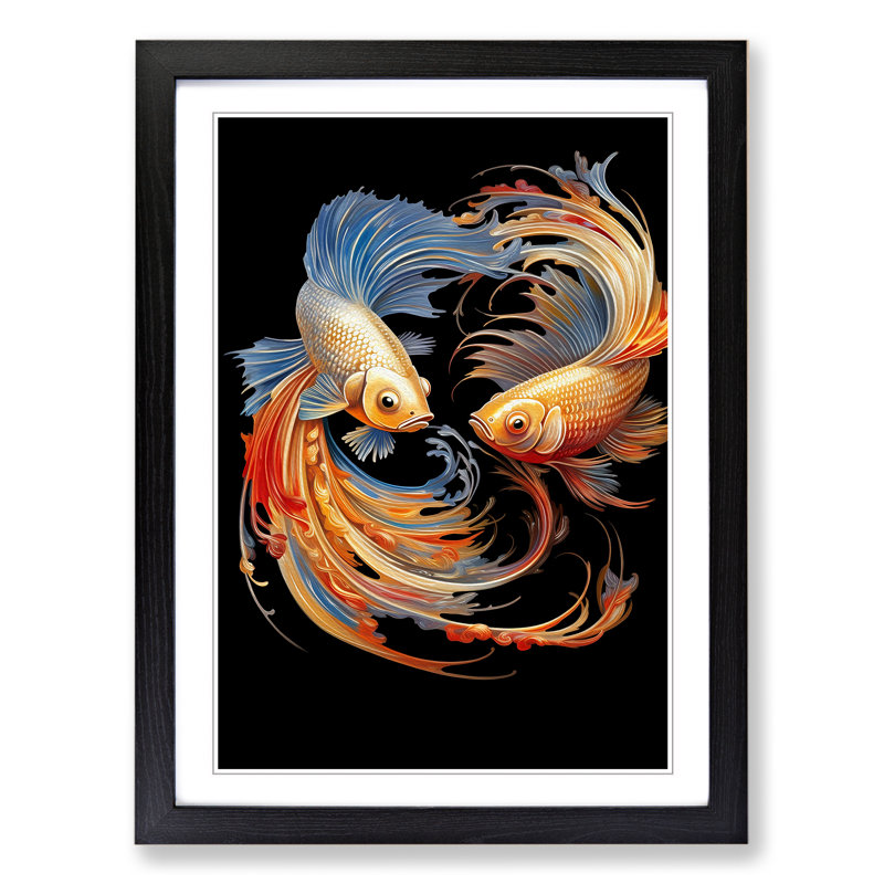 Fish Modern - Framed Print, Black, 34cm H x 25cm W x 2cm D