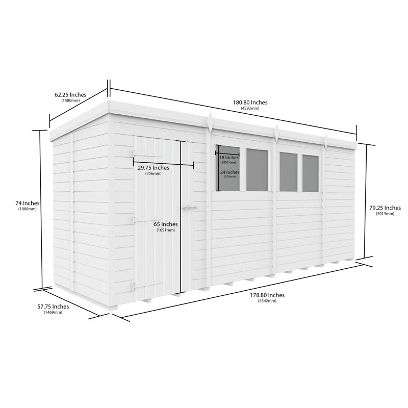 15x5 Pent Composite Shed