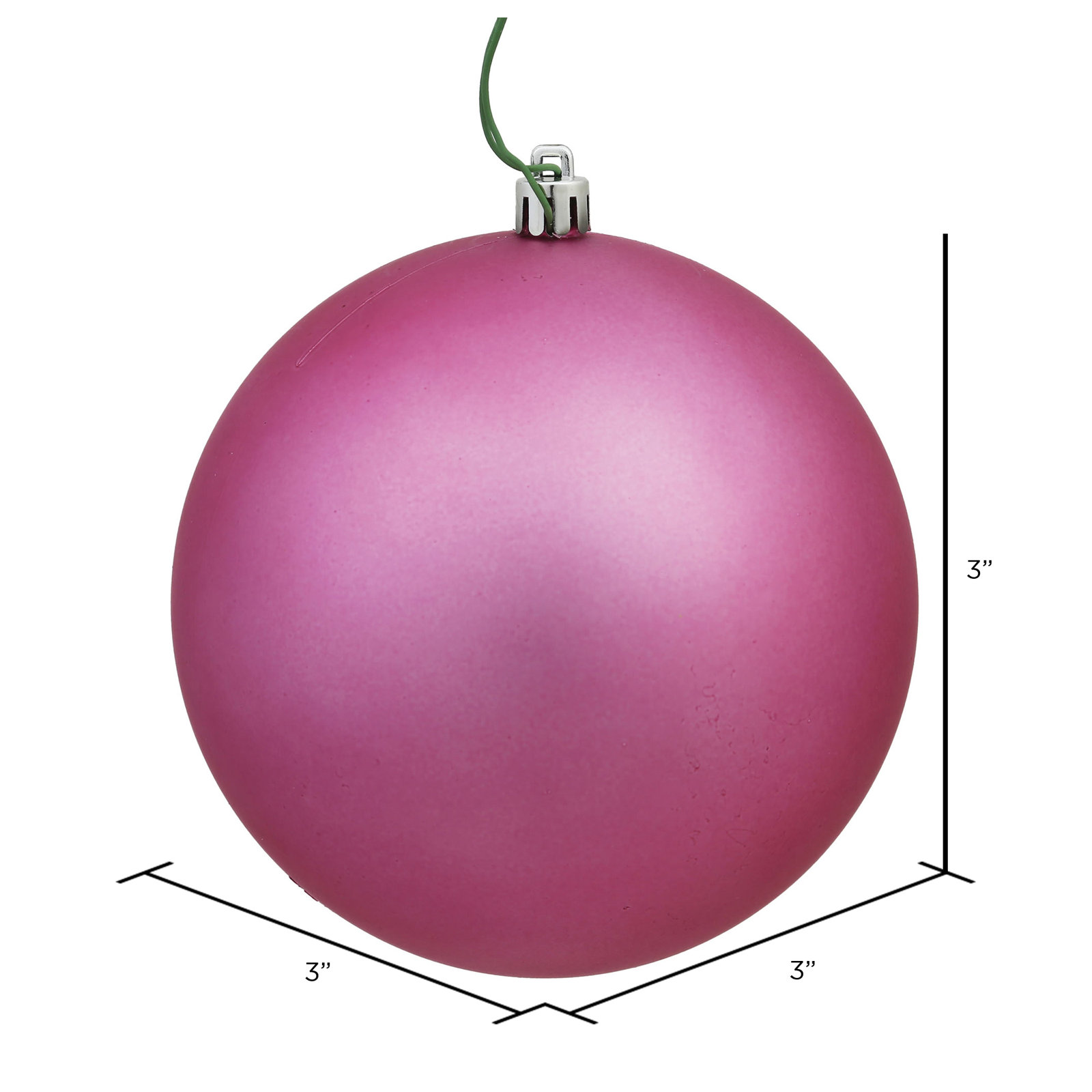 The Holiday Aisle® 4" Shatterproof Bauble, Matte Mauve, 3" H x 3" W x 3" D