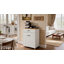 Armoire à double poubelle coulissante double pour bacs 2 x 10 gallons, armoire à poubelle cachée à l'épreuve des animaux de compagnie avec tiroir, poubelle autoportante en bois pour le recyclage des déchets et le linge pour la cuisine, la buanderie et le salon