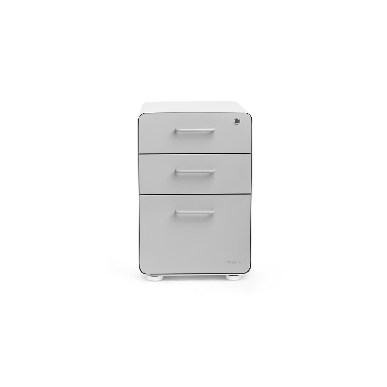 Stow 3 - Drawer Vertical File Cabinet, White/Light Gray, Without Caster