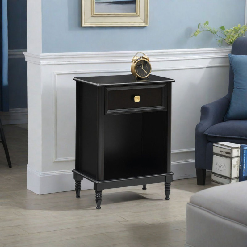 Bisbee 45cm W Manufactured Wood Bedside Table, Black