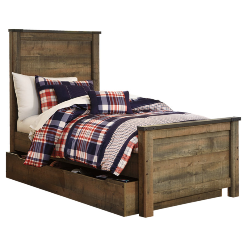Lit standard simple en bois massif avec rangement Ensey Tara, Simple